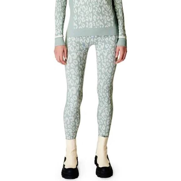 NWT Sweaty Betty Leopard Jacquard Base Layer Leggings Betty Blue Size 8 - Picture 1 of 8